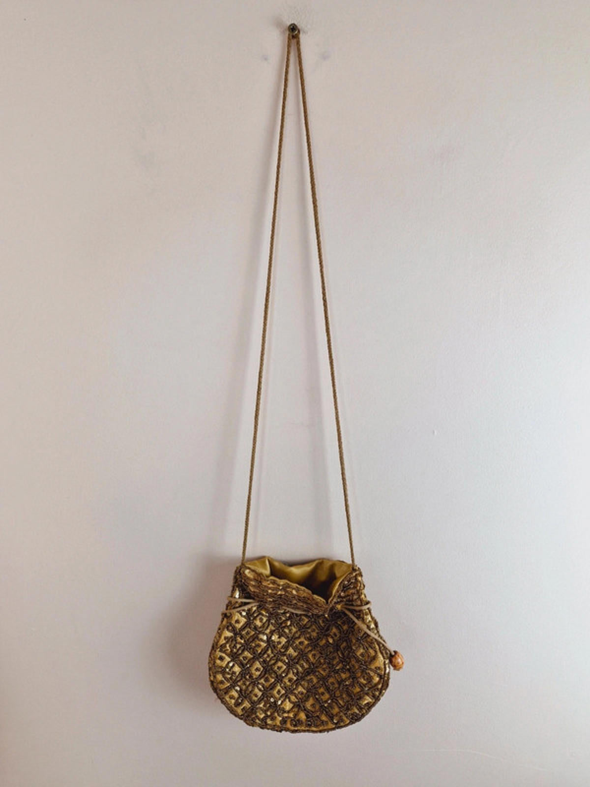 Gold Beaded Shoulder Bag