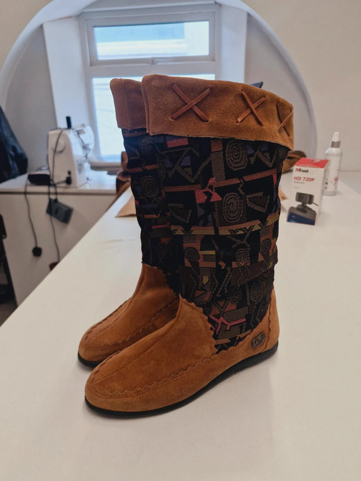 Womens Vintage Boho Western Panama Jack Suede Funky Boots Shoes UK5