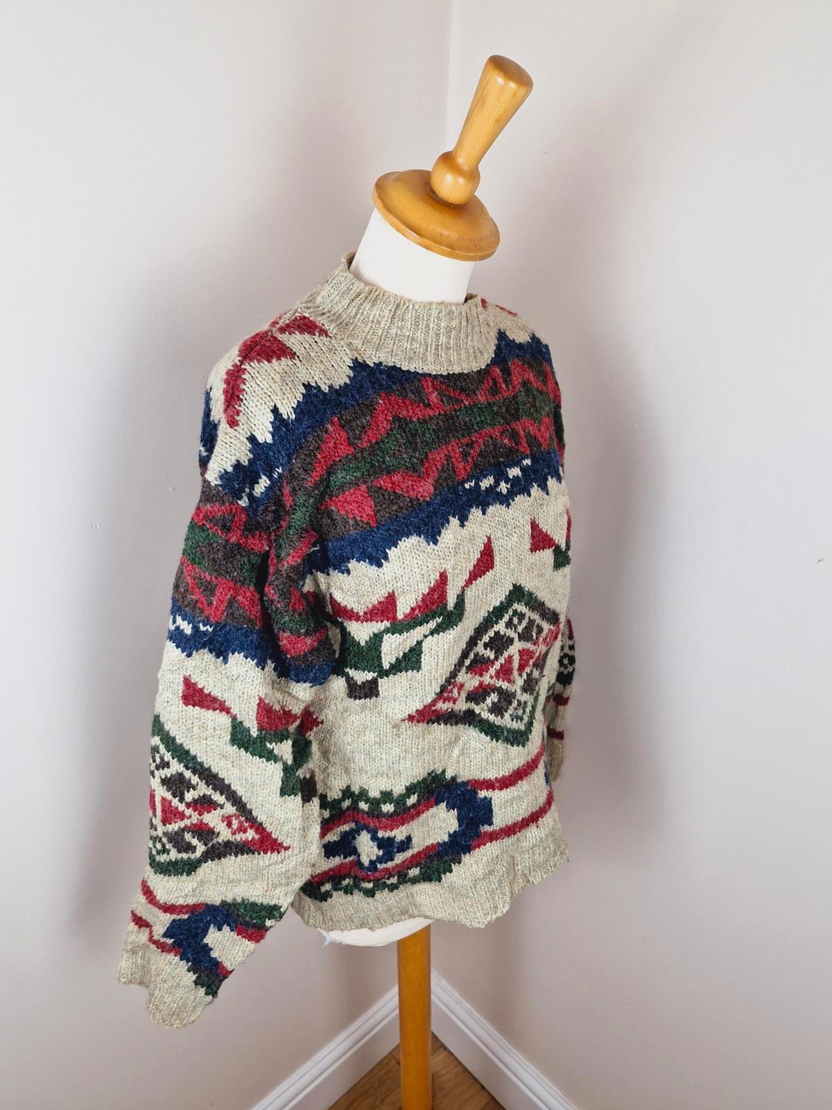 Aztec Print Knitted Jumper M L
