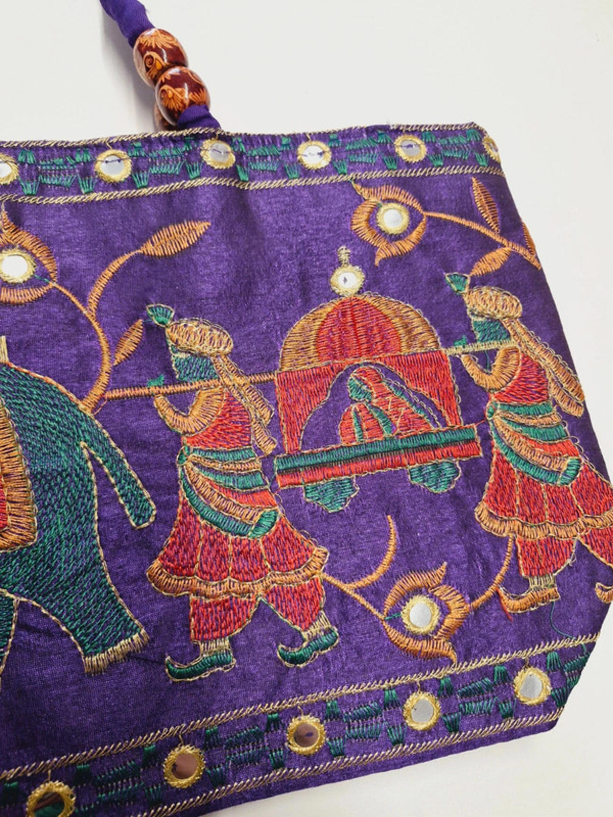 Womens Vintage Purple Indian Embroidered Elephant Shoulder Bag Handbag Boho