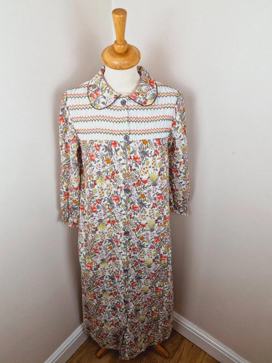 Womens Vintage St Michael 1970s 70s Long Shirtdress Dress Cotton UK10