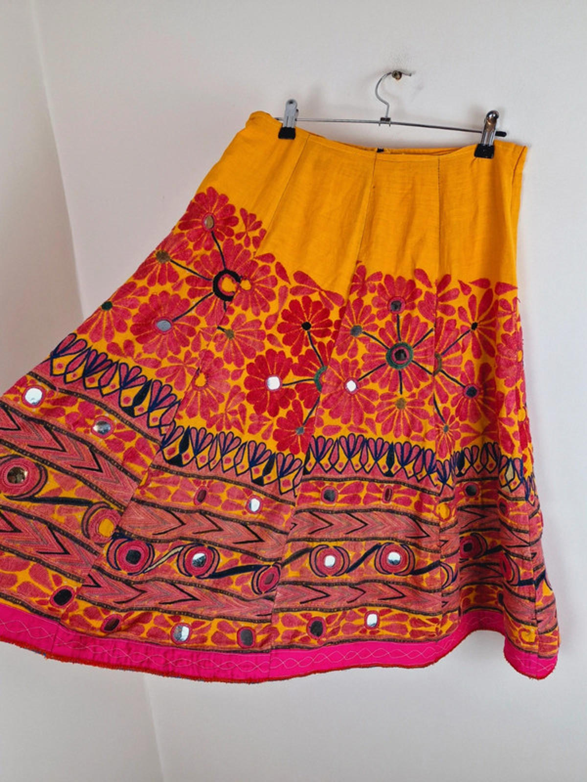 Boho Cotton Aline Midi Skirt M