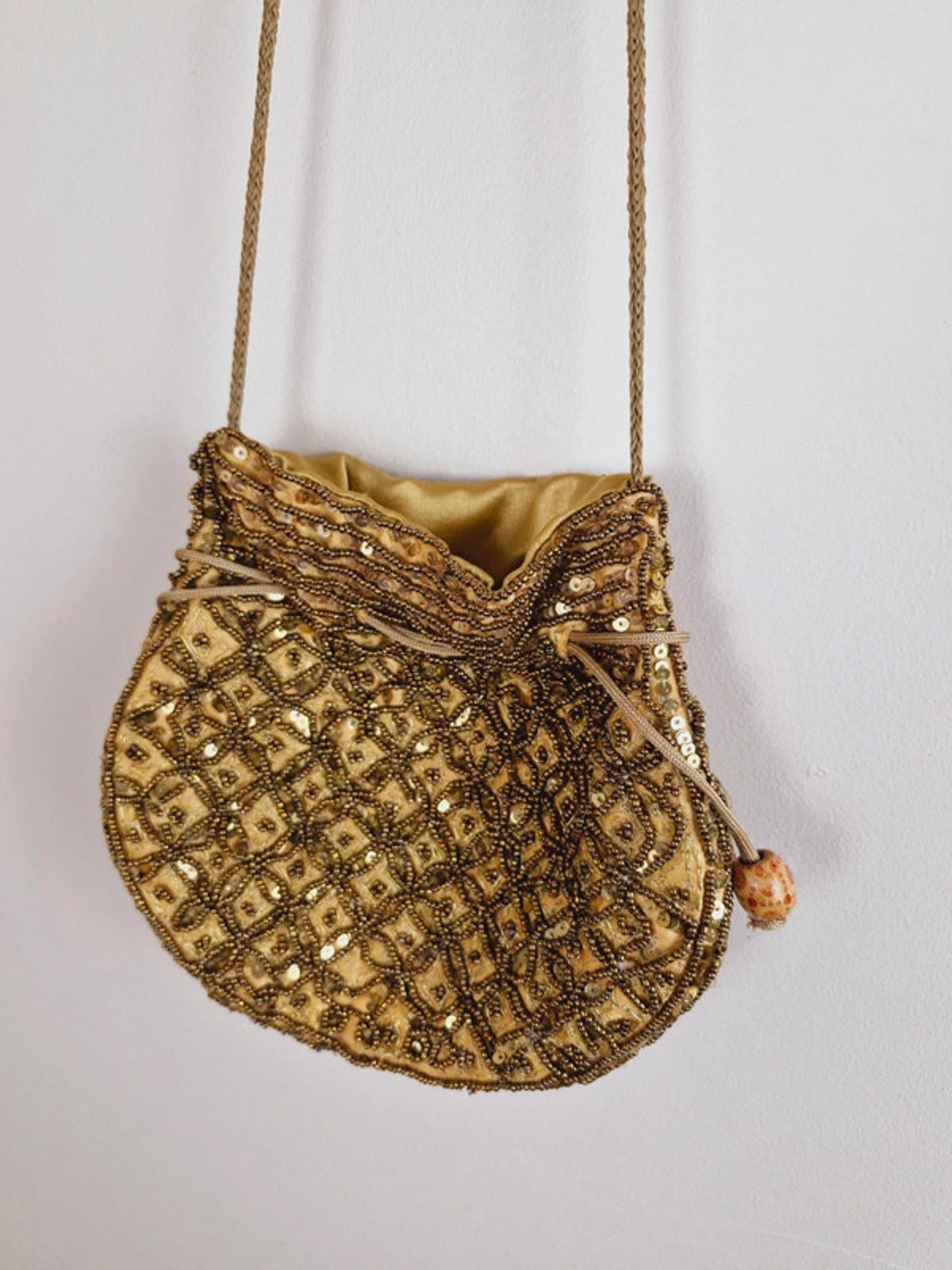 Gold Beaded Shoulder Bag