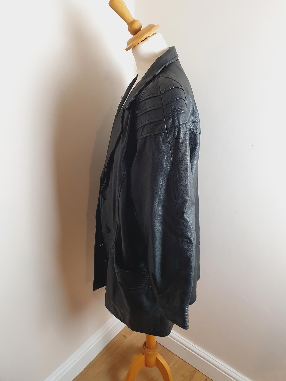 1980s Leather Coat XL UK16