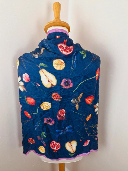 Womens Vintage Fruit Bee Square Scarf Shawl Neck Tie