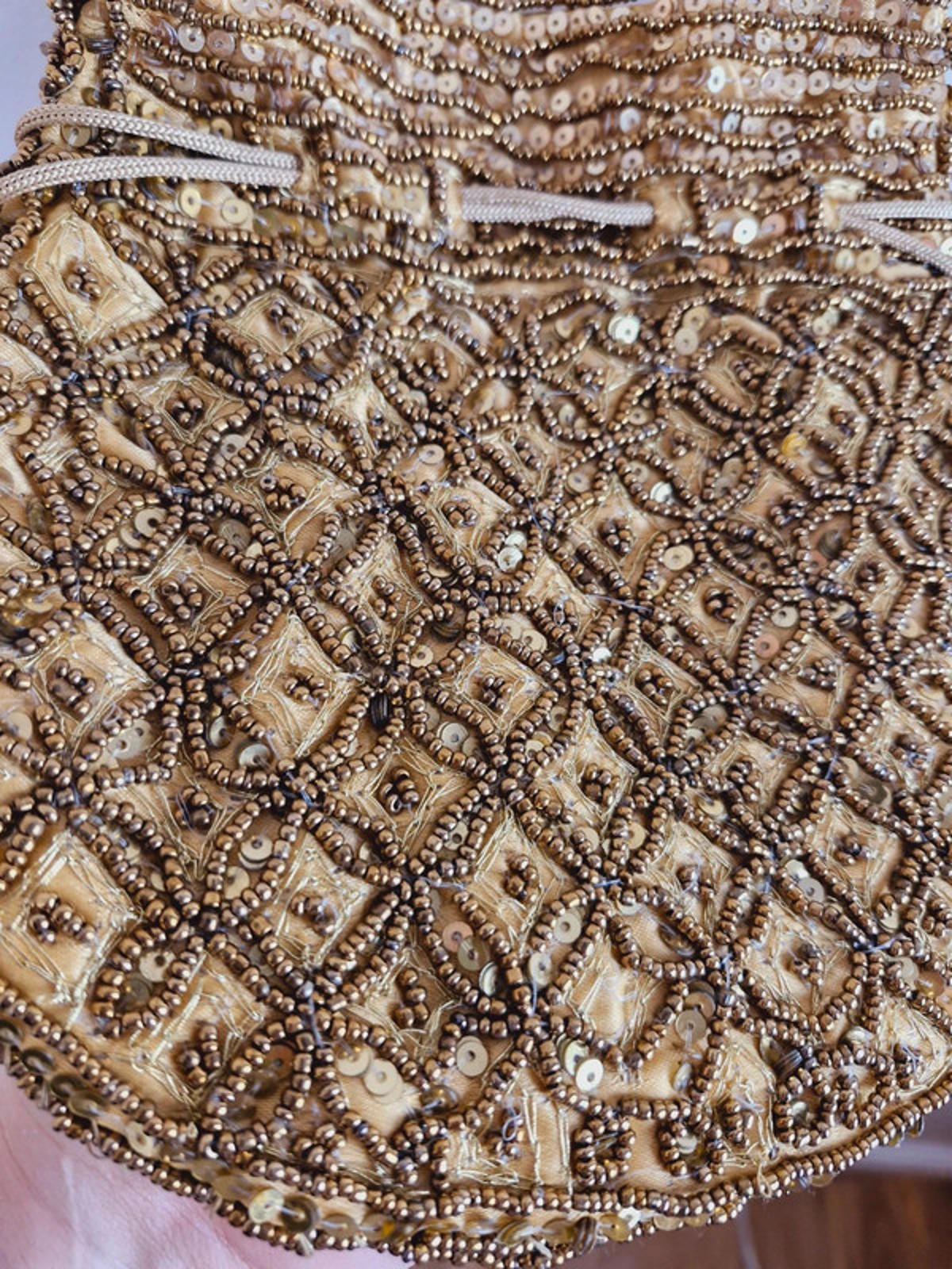 Gold Beaded Shoulder Bag