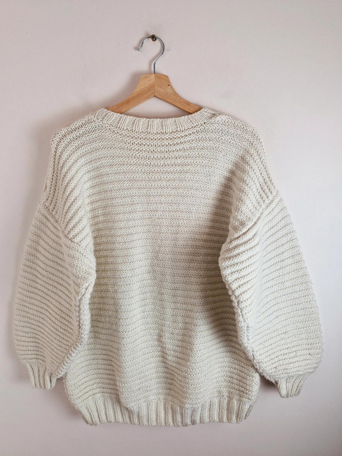 Handknitted Chunky Cream Jumper L