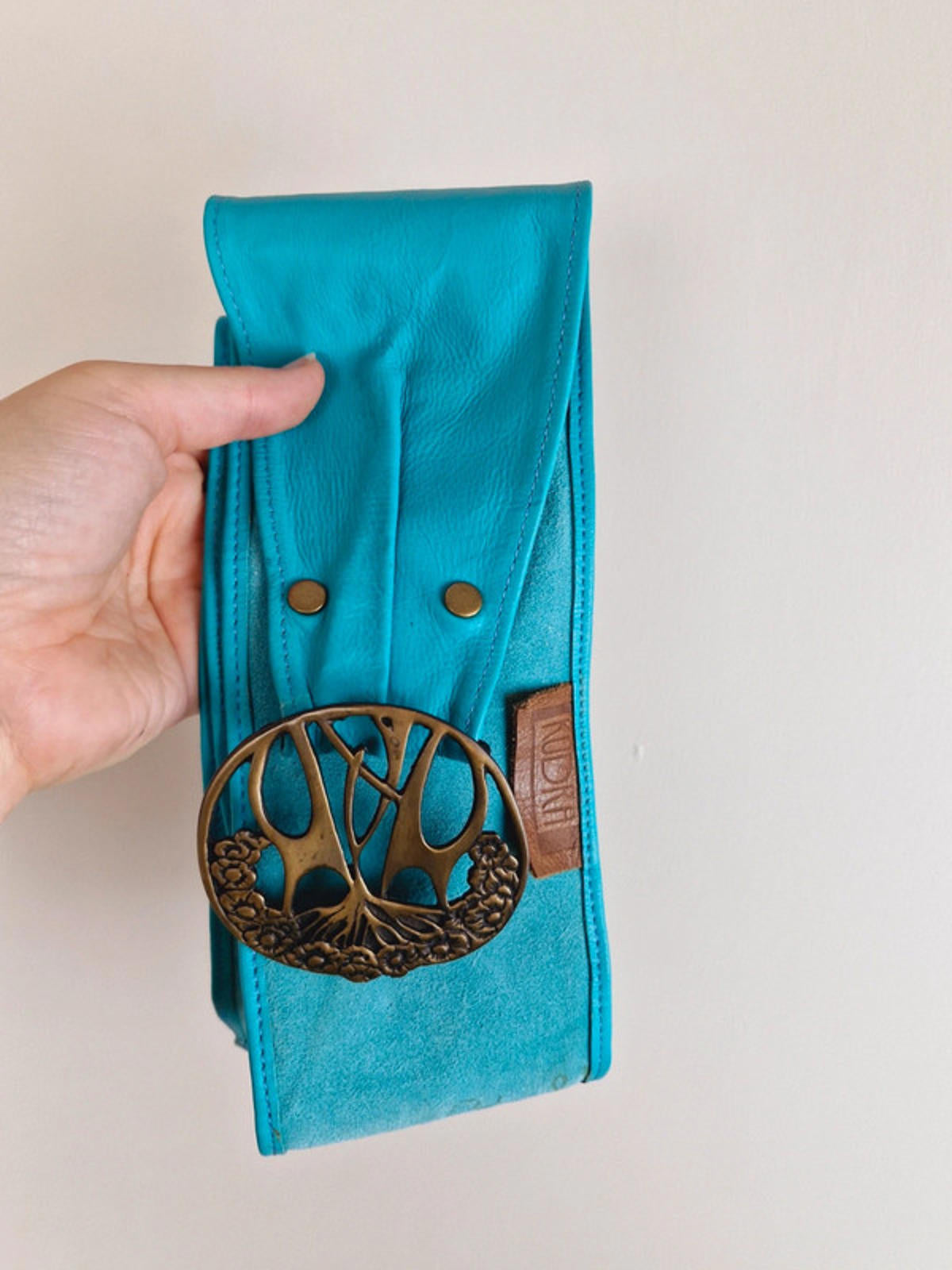 Y2k Leather Turquoise Belt