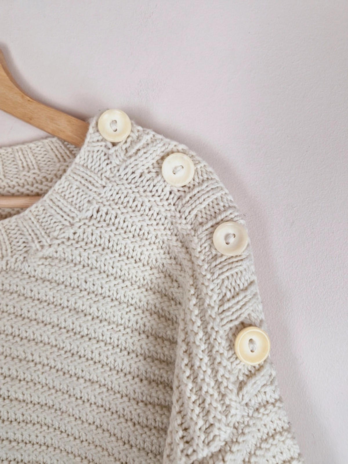 Handknitted Chunky Cream Jumper L