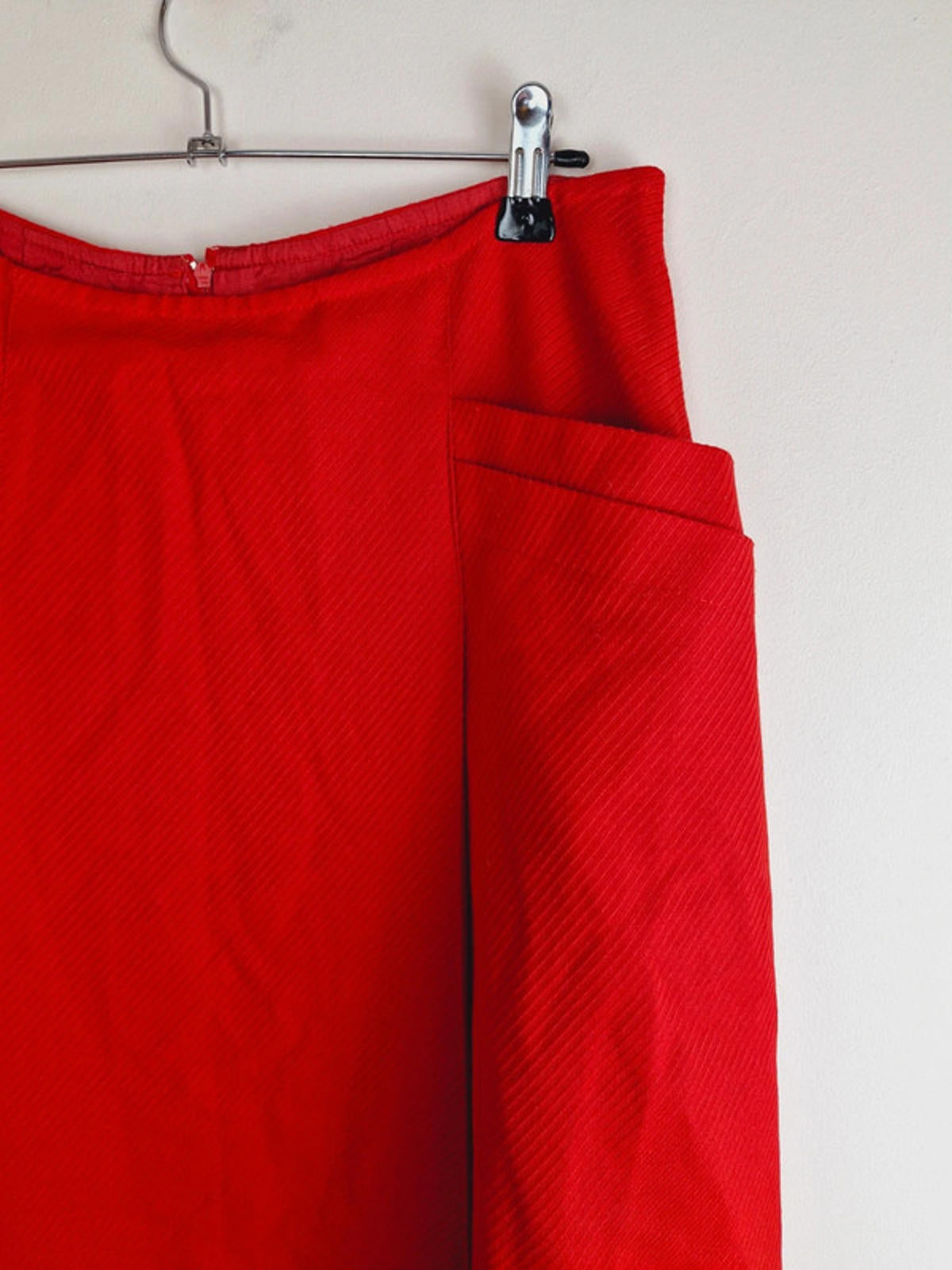 Womens Vintage Midi Red Retro Aline Skirt UK10