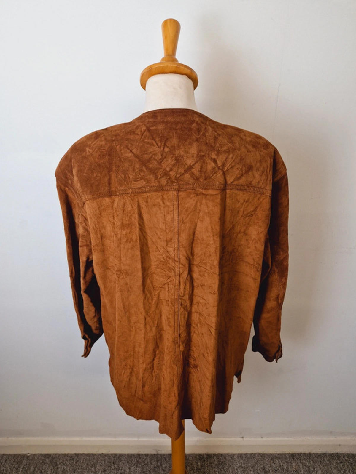 Womens Vintage Tan Suede Leather Boho Jacket Coat Western XL