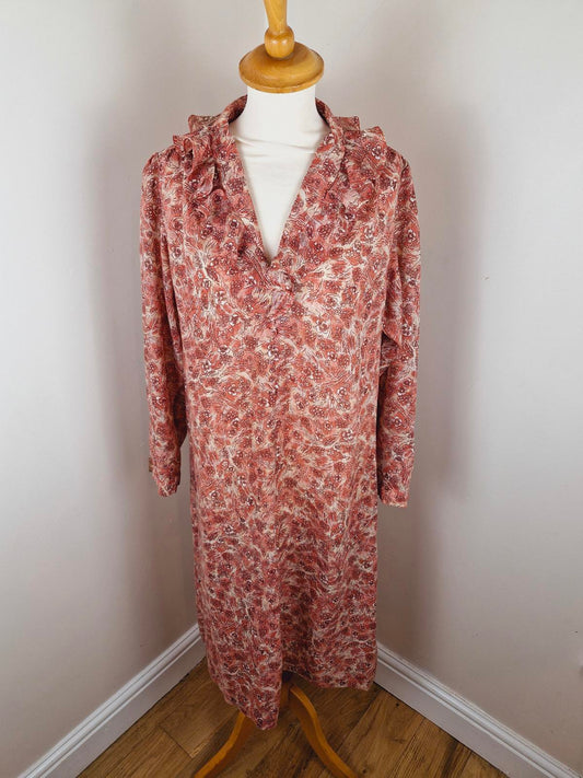 Womens Vintage 1970s 70s Handmade Dress Long Sleeve M L