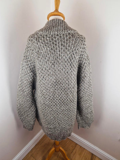 Womens Vintage Handknitted Knitted Long Cardigan Jumper Sweater XL XXL
