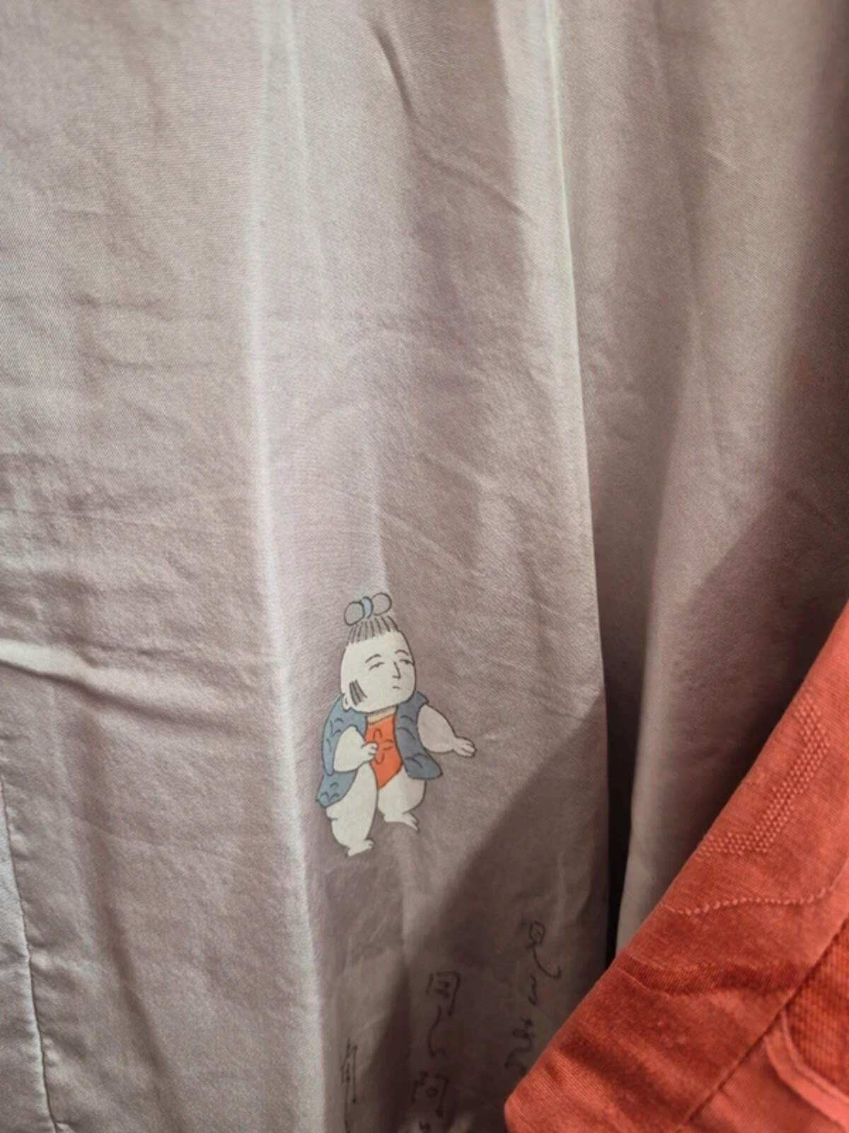 Vintage Silk Short Kimono Japanese Jacket Top Orange Wide Sleeve UK12 M