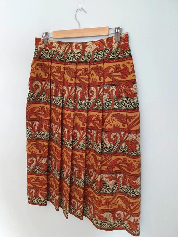 Paisley Midi Skirt M L UK14