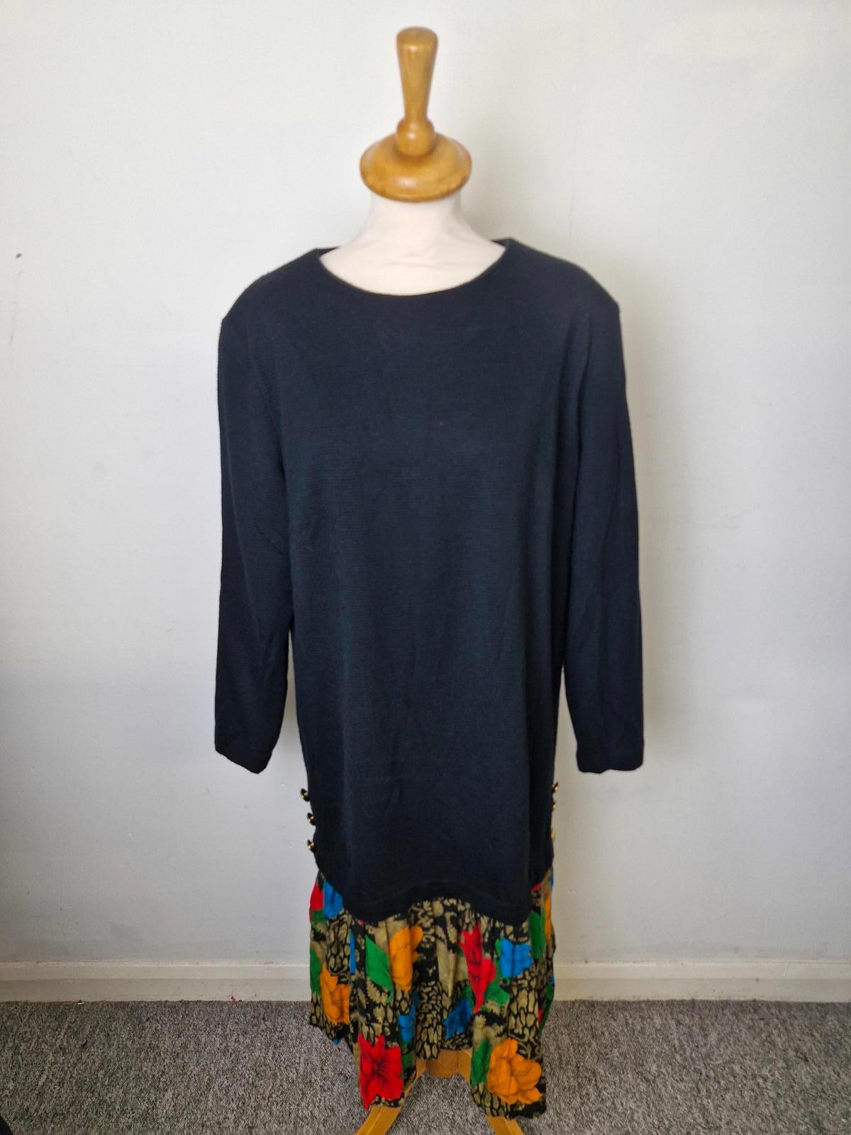 Womens Vintage Long Midi Black Long Sleeve Dress Scarf XL