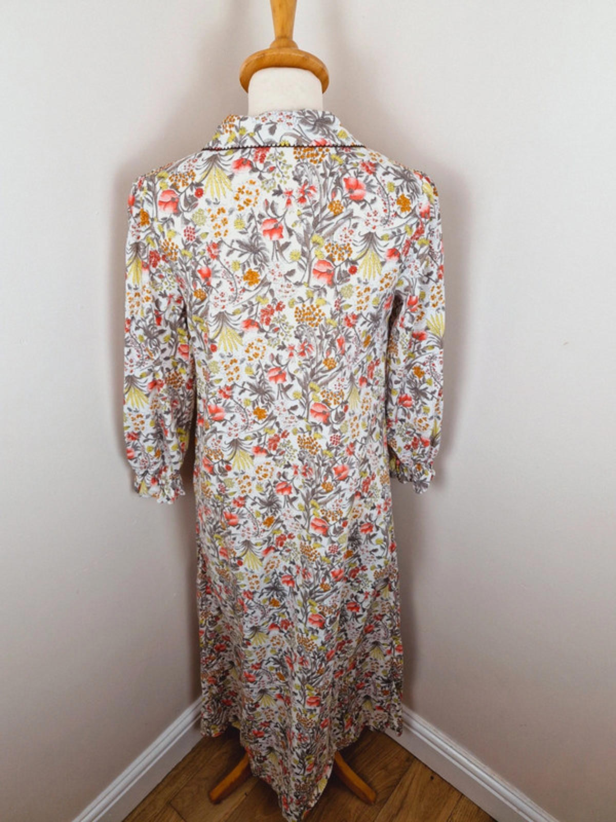Womens Vintage St Michael 1970s 70s Long Shirtdress Dress Cotton UK10