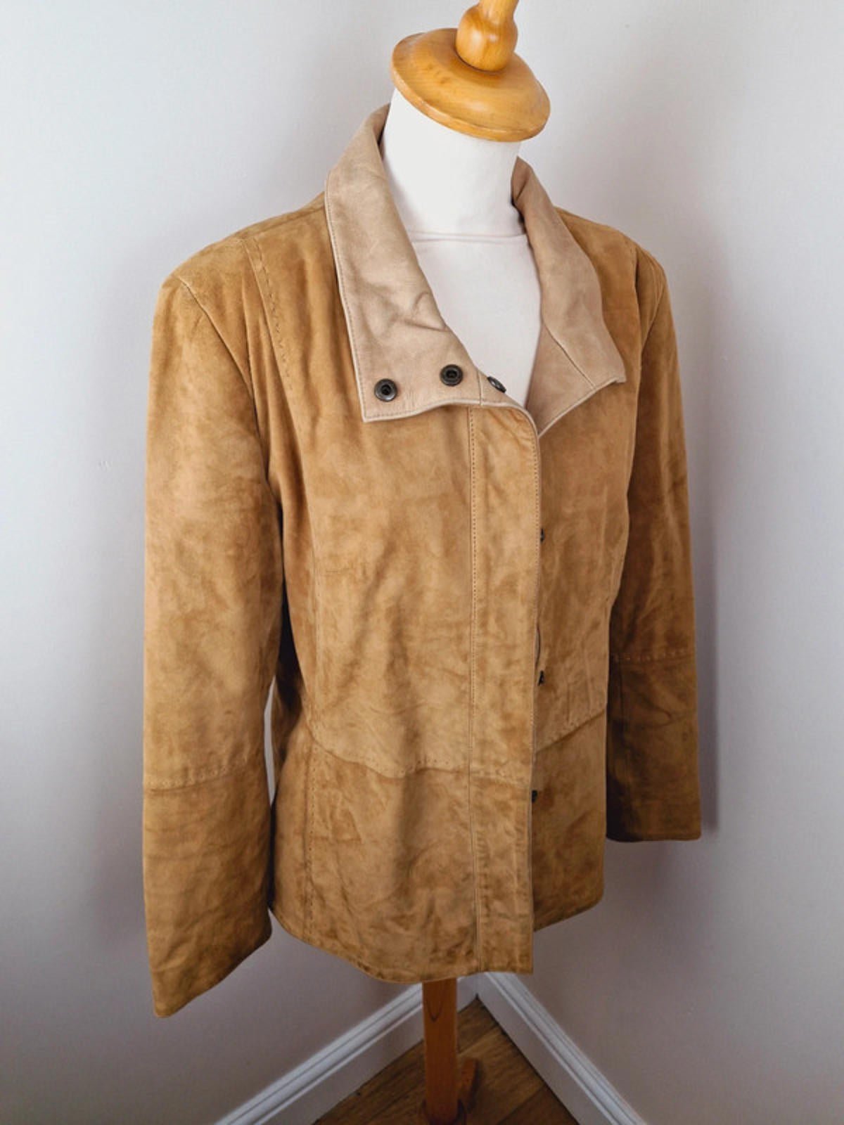Tan Leather Suede Jacket M L
