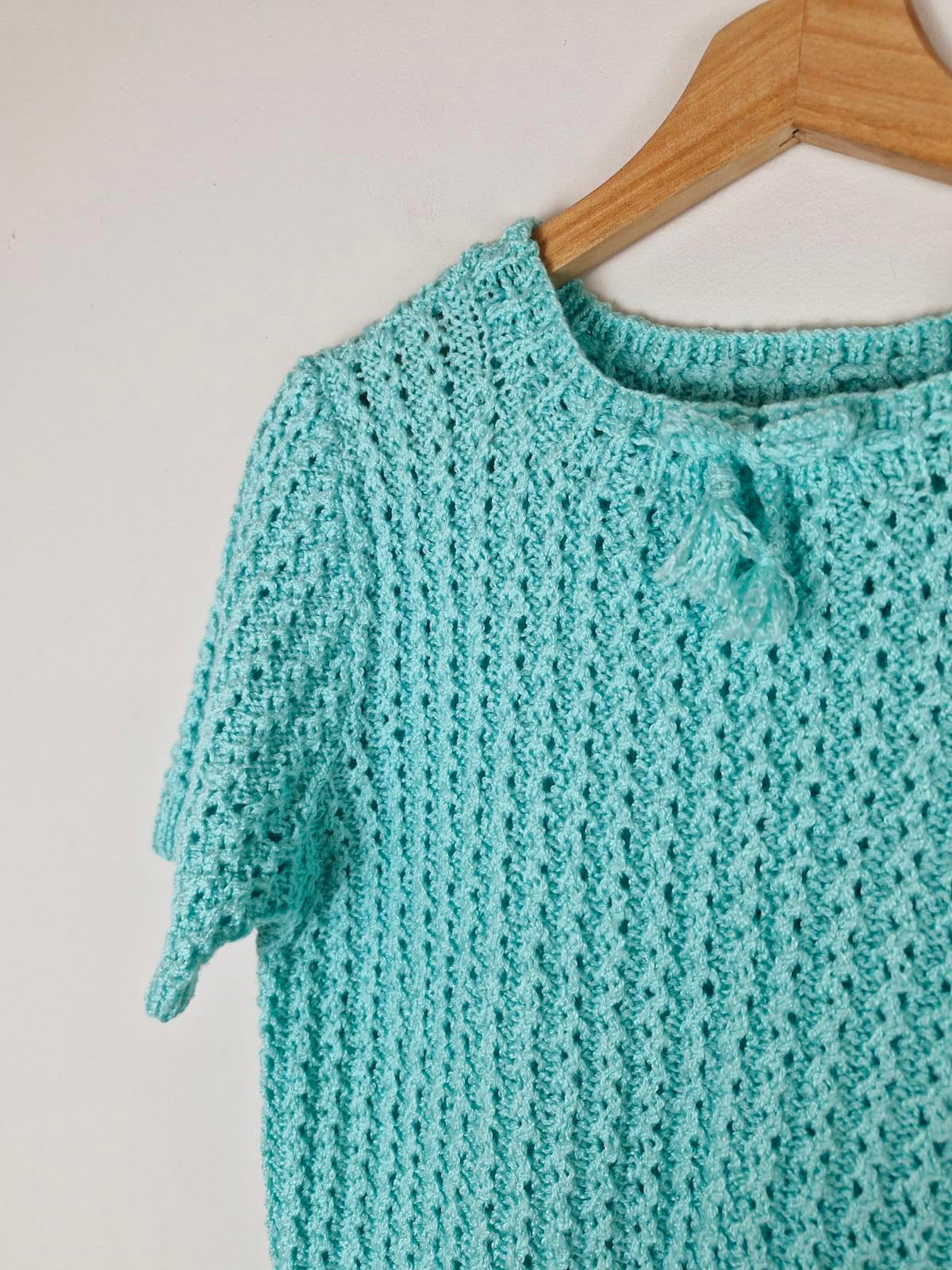 Handknitted Mint Jumper M