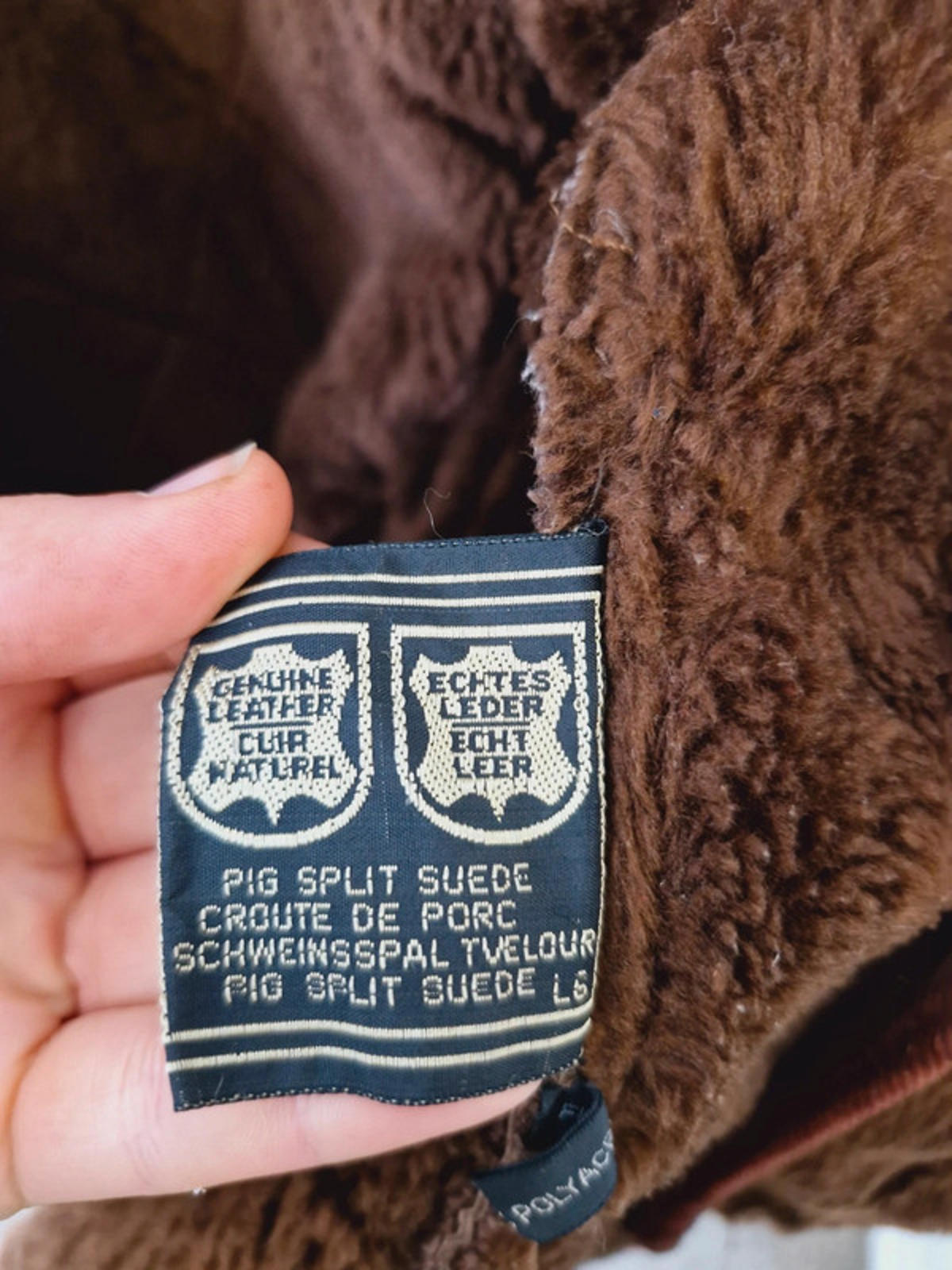 Womens Vintage Suede Leather Brown Quilted Jacket Coat M