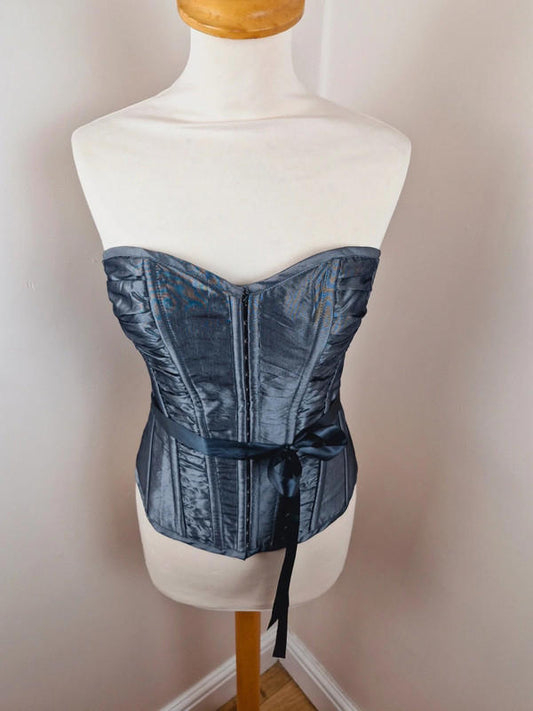 Grey Corset Lace Up Top L