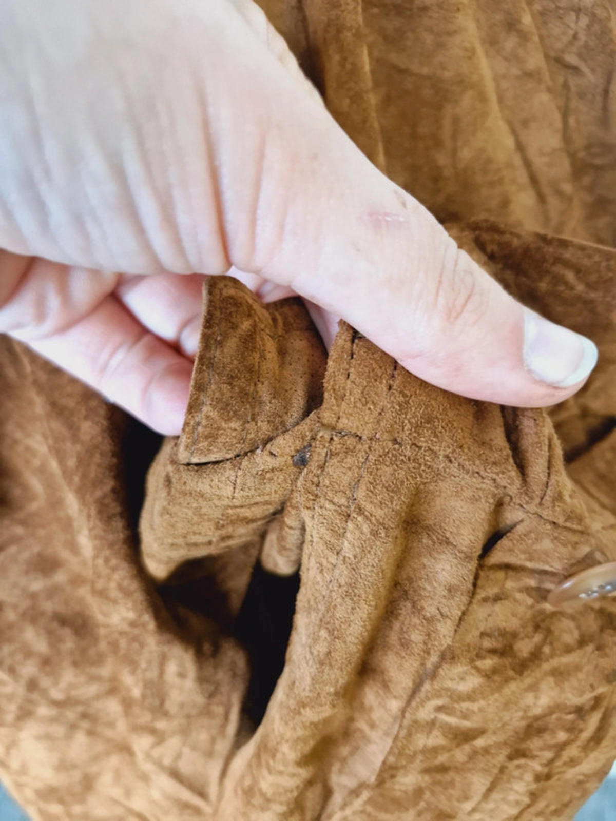 Womens Vintage Tan Suede Leather Boho Jacket Coat Western XL