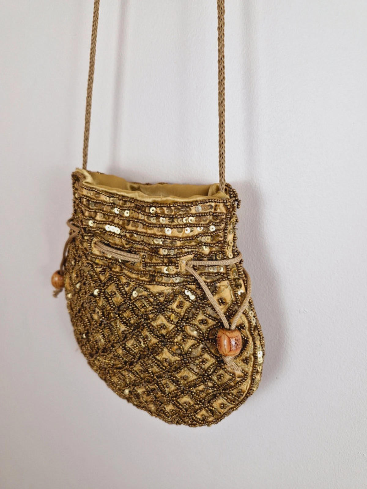 Gold Beaded Shoulder Bag