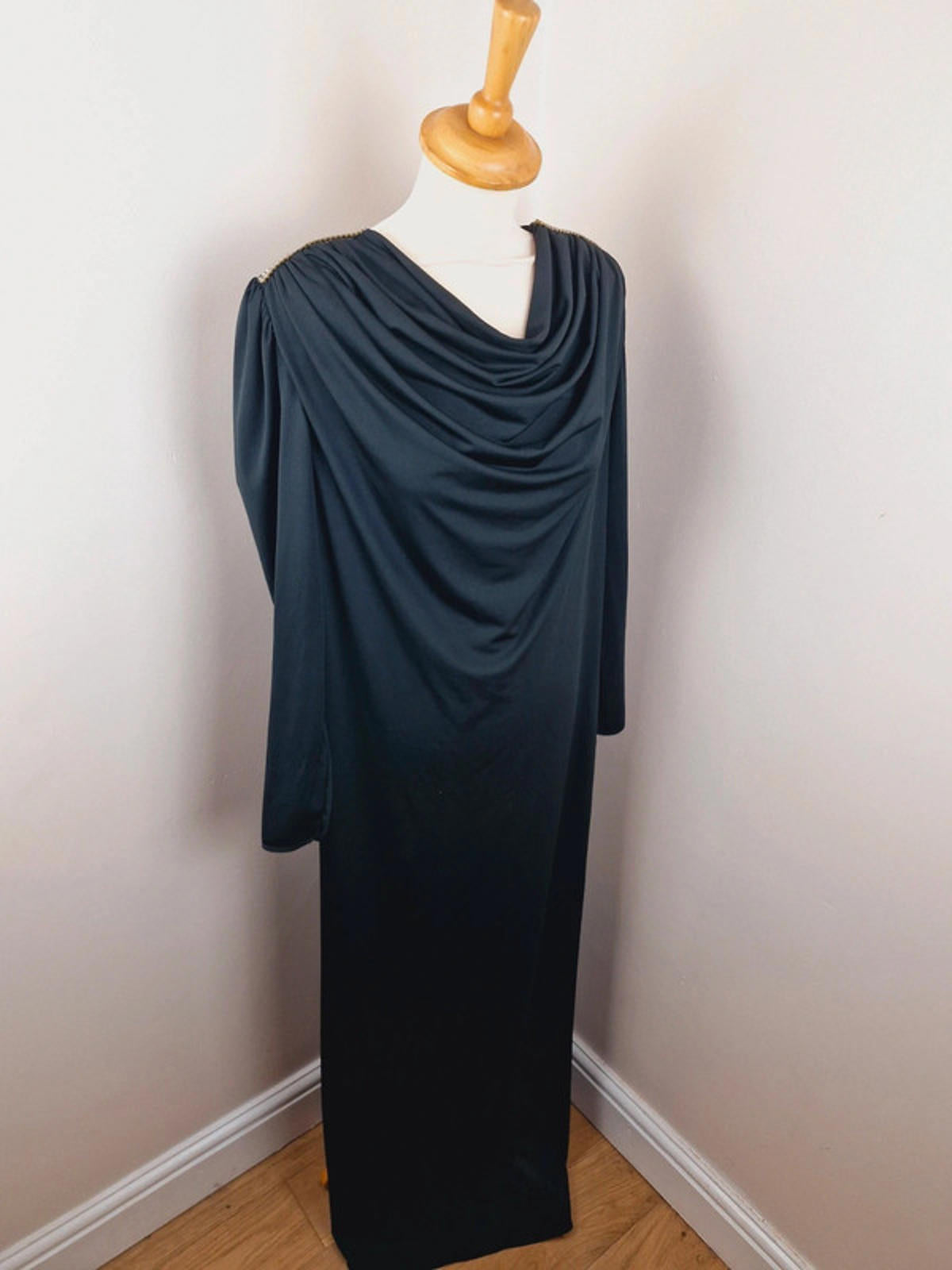 Womens Vintage Oscar de la Renta Designer Long Maxi Black Dress M