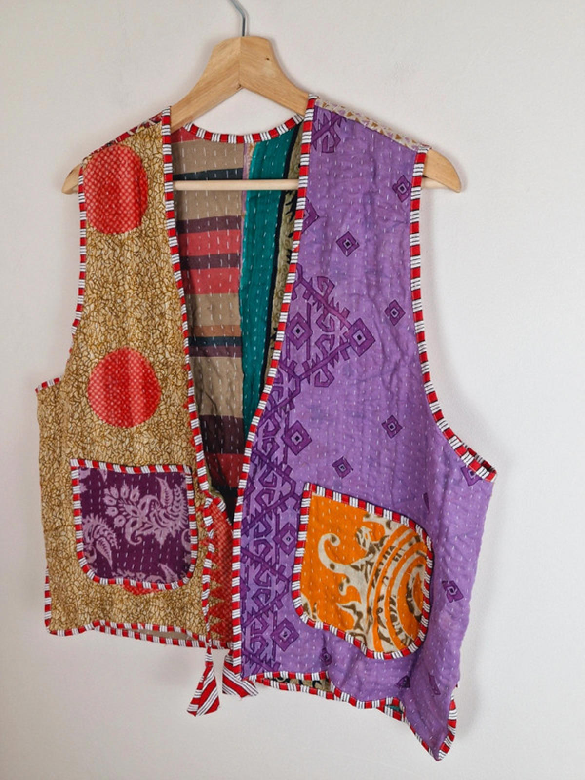 Reversible Kantha Waistcoat Gilet L