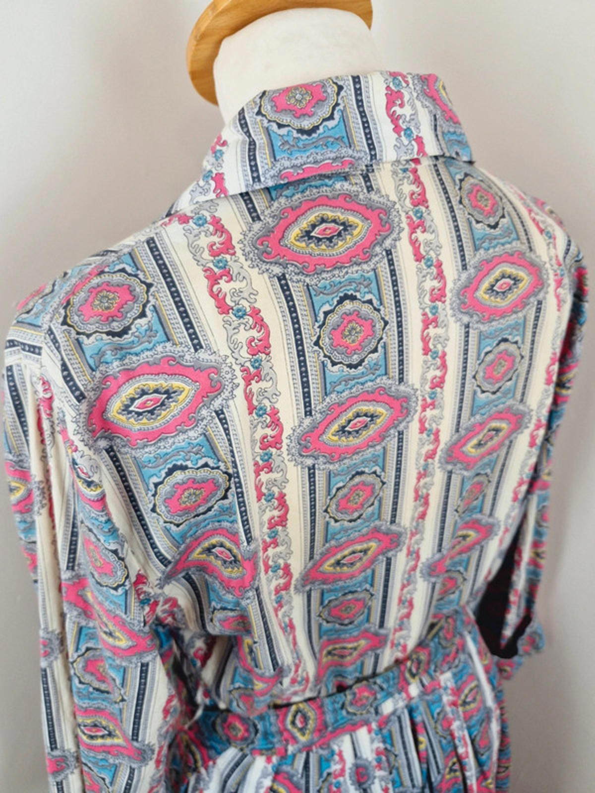 Womens Vintage 1950s 50s Shirtdress Dress Aline Long Sleeve XS