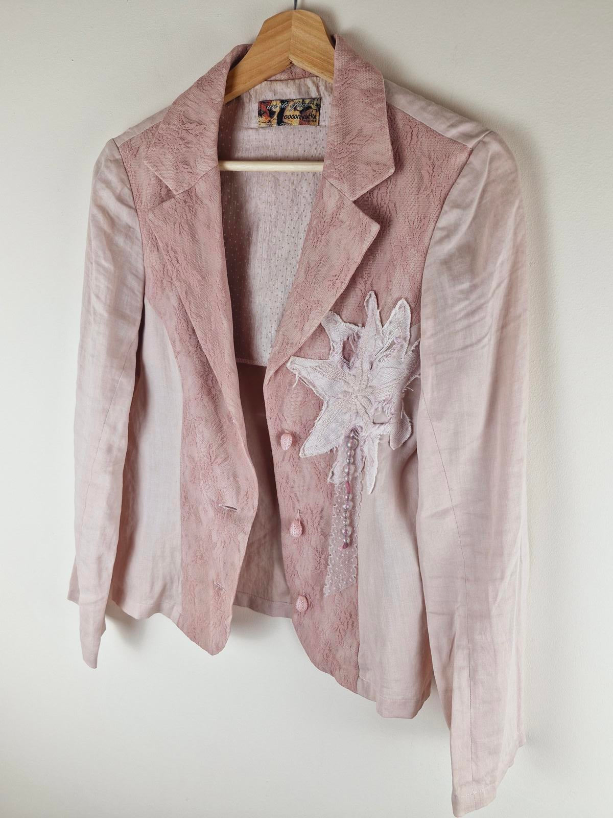Pink Linen Blend Blazer S