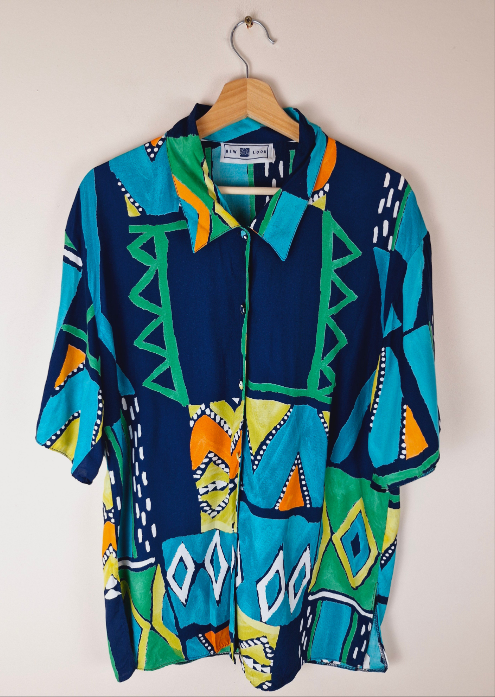 Vintage 90s Funky Summer Viscose Shirt Top XL