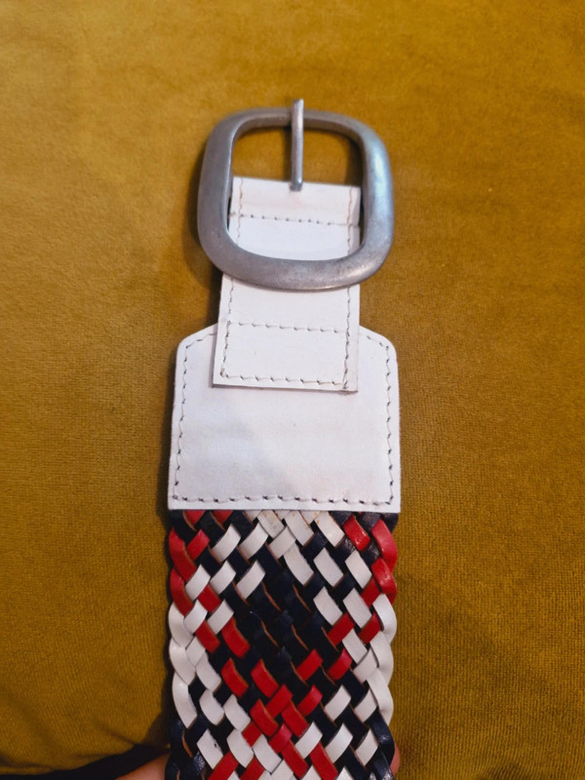 White Leather Plaited Belt