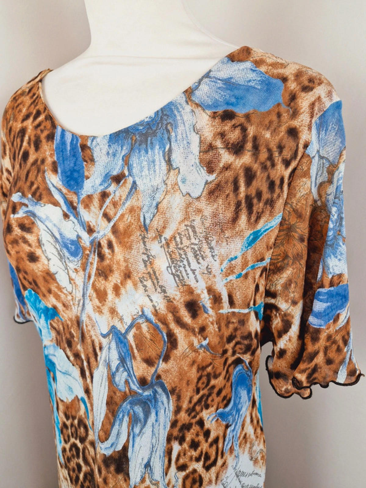 Womens Vintage 90s Long Midi Maxi Slip Dress Leopard Print Viscose L