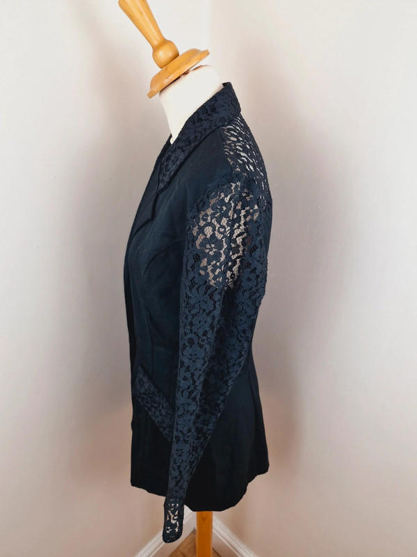 90s Black Lace Blazer S M