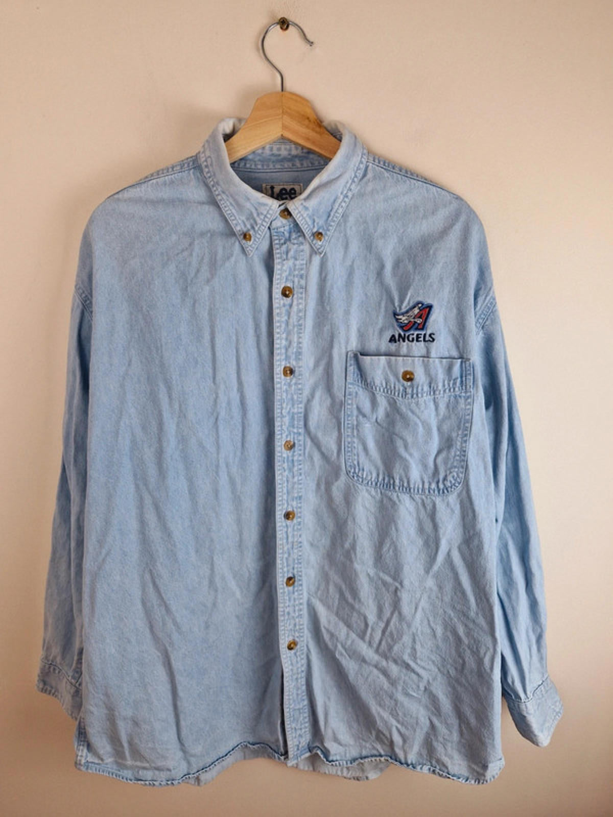 Mens Vintage Lee Sport Cotton Denim Shirt Top XL