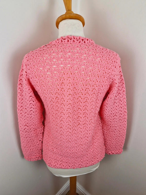 1970s Handknitted Pink Jumper S UK10