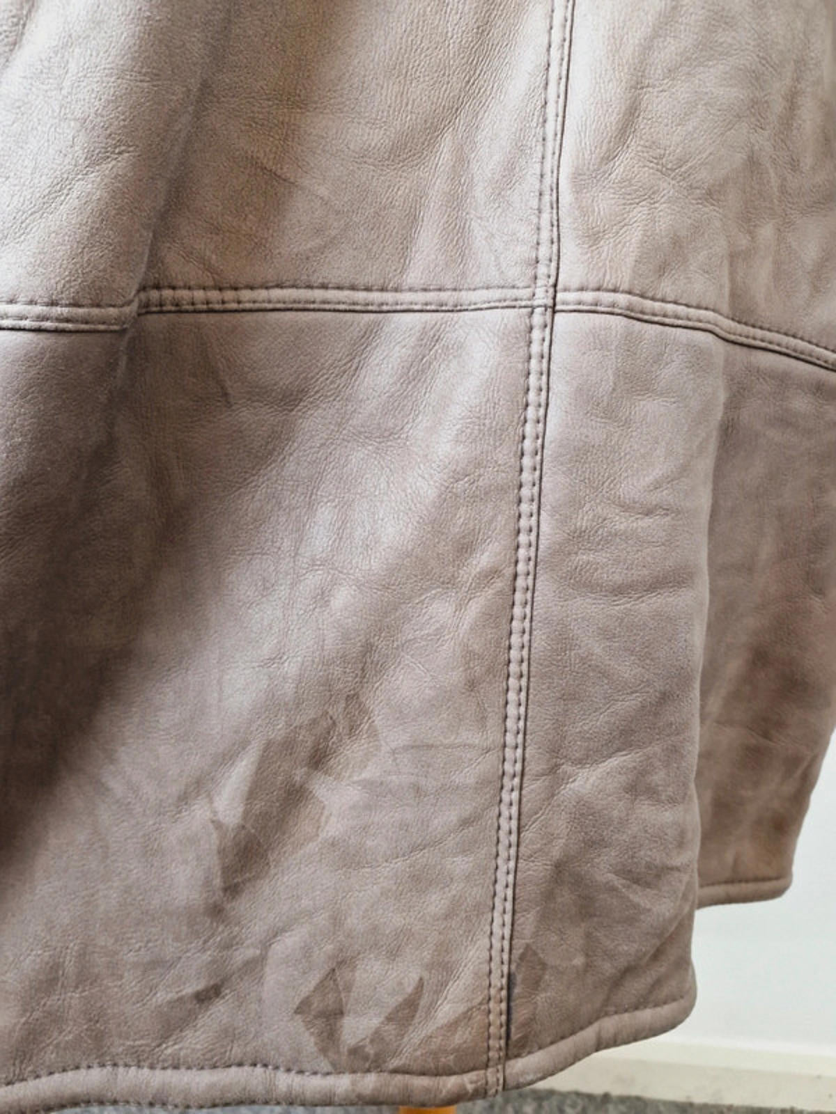 Mens Vintage Leather Suede Sheepskin Shearling Coat Jacket L