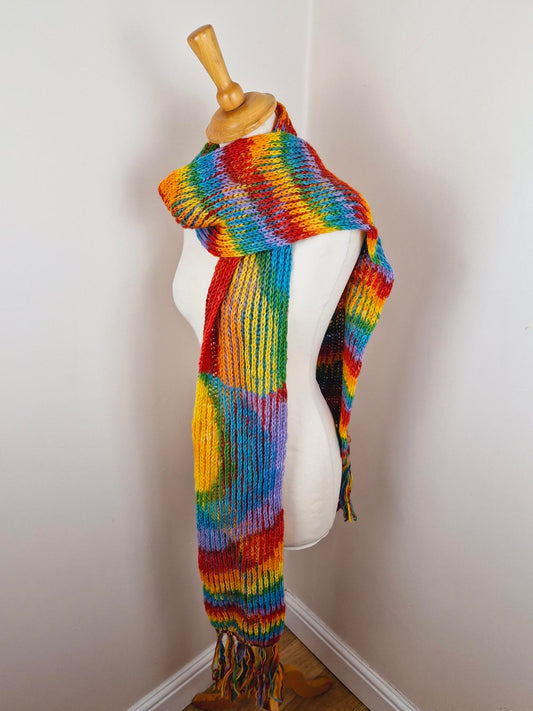 Handknitted Rainbow Scarf