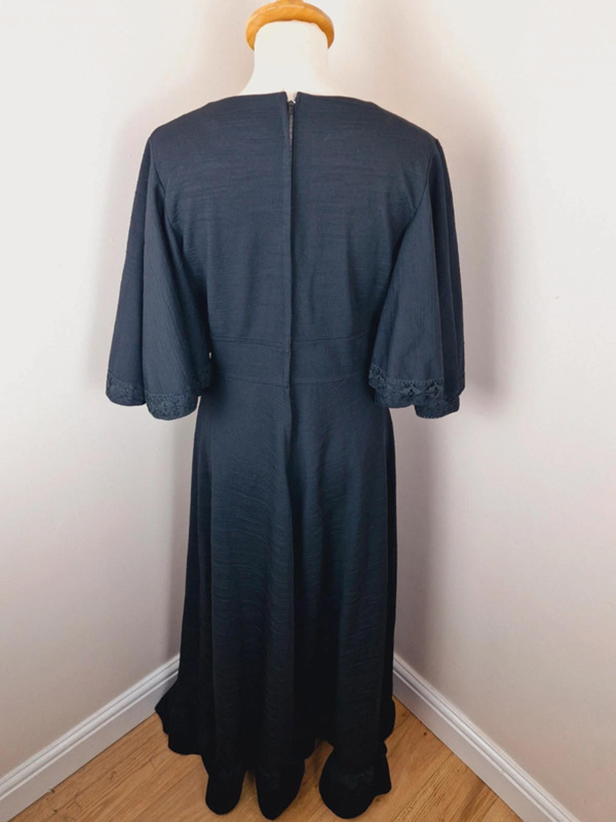1970s Maxi Wide Sleeve Dress S