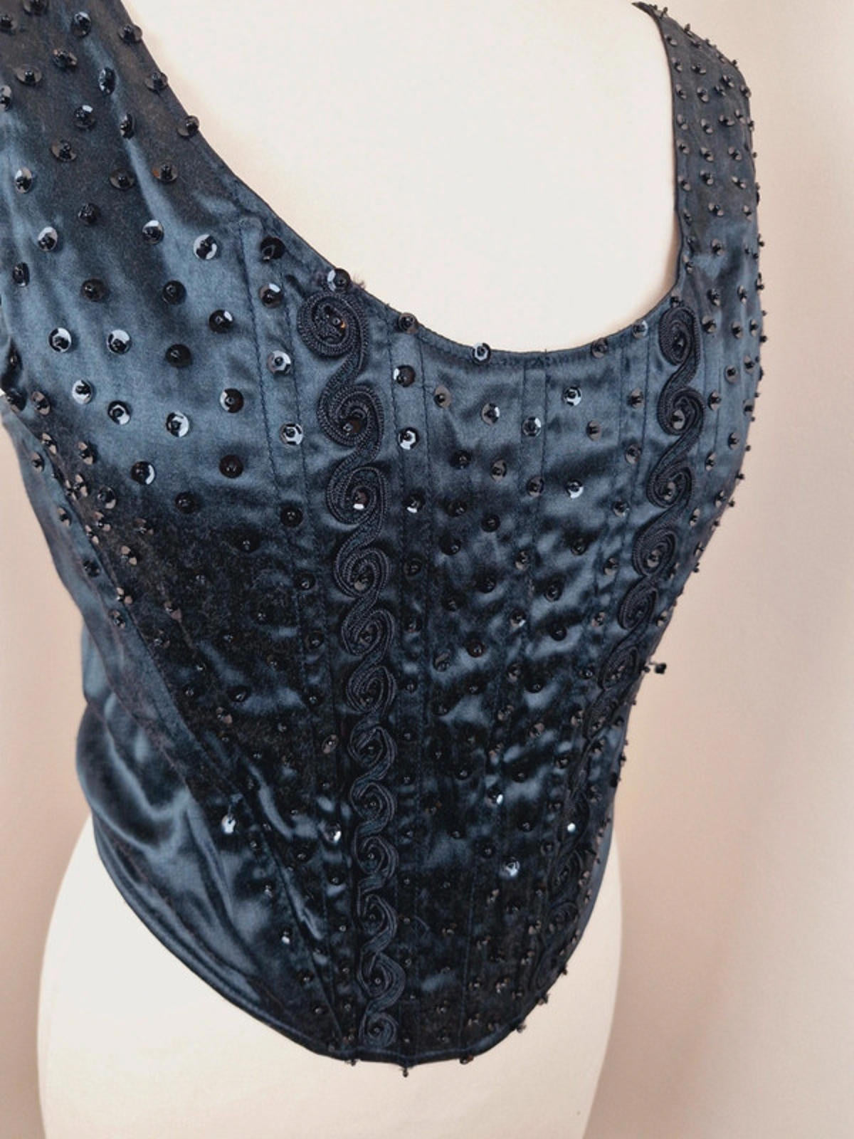 Black Corset Crop Top S M