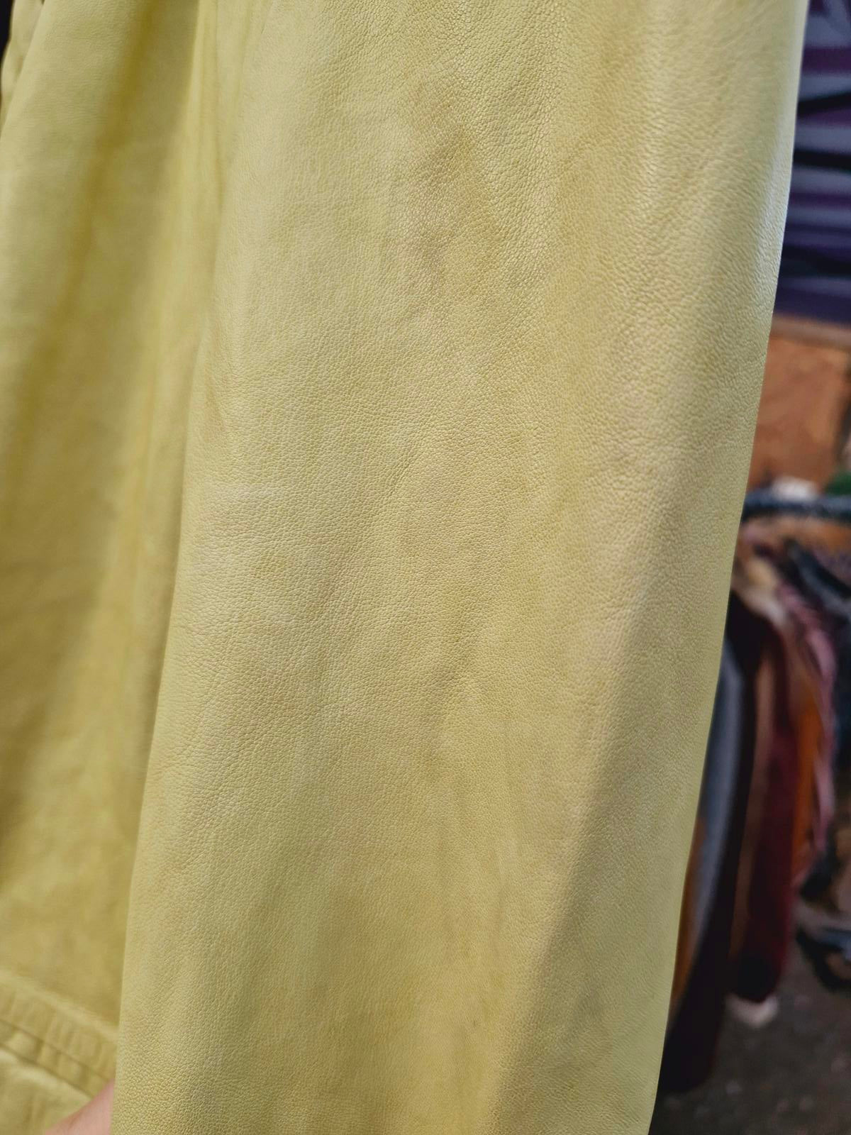 Y2K Green Yellow Leather Jacket S