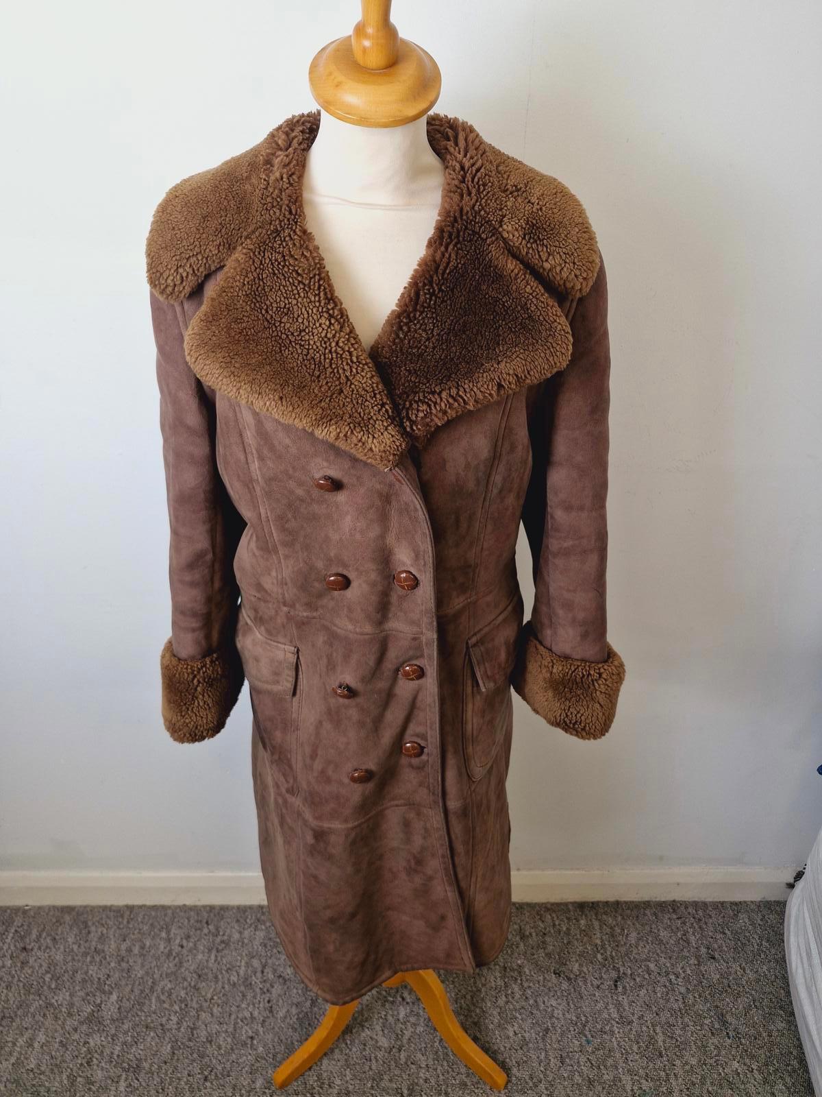 Womens Vintage 1970s 70s Long Penny Lane Afghan Coat Jacket S