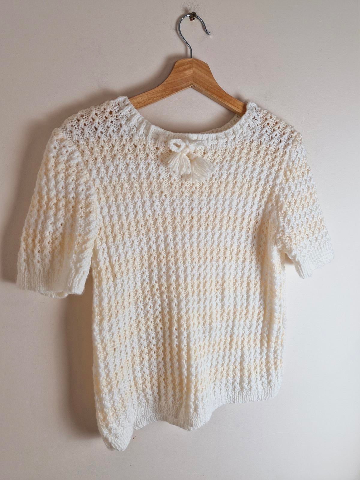 Handknitted Cream Jumper M