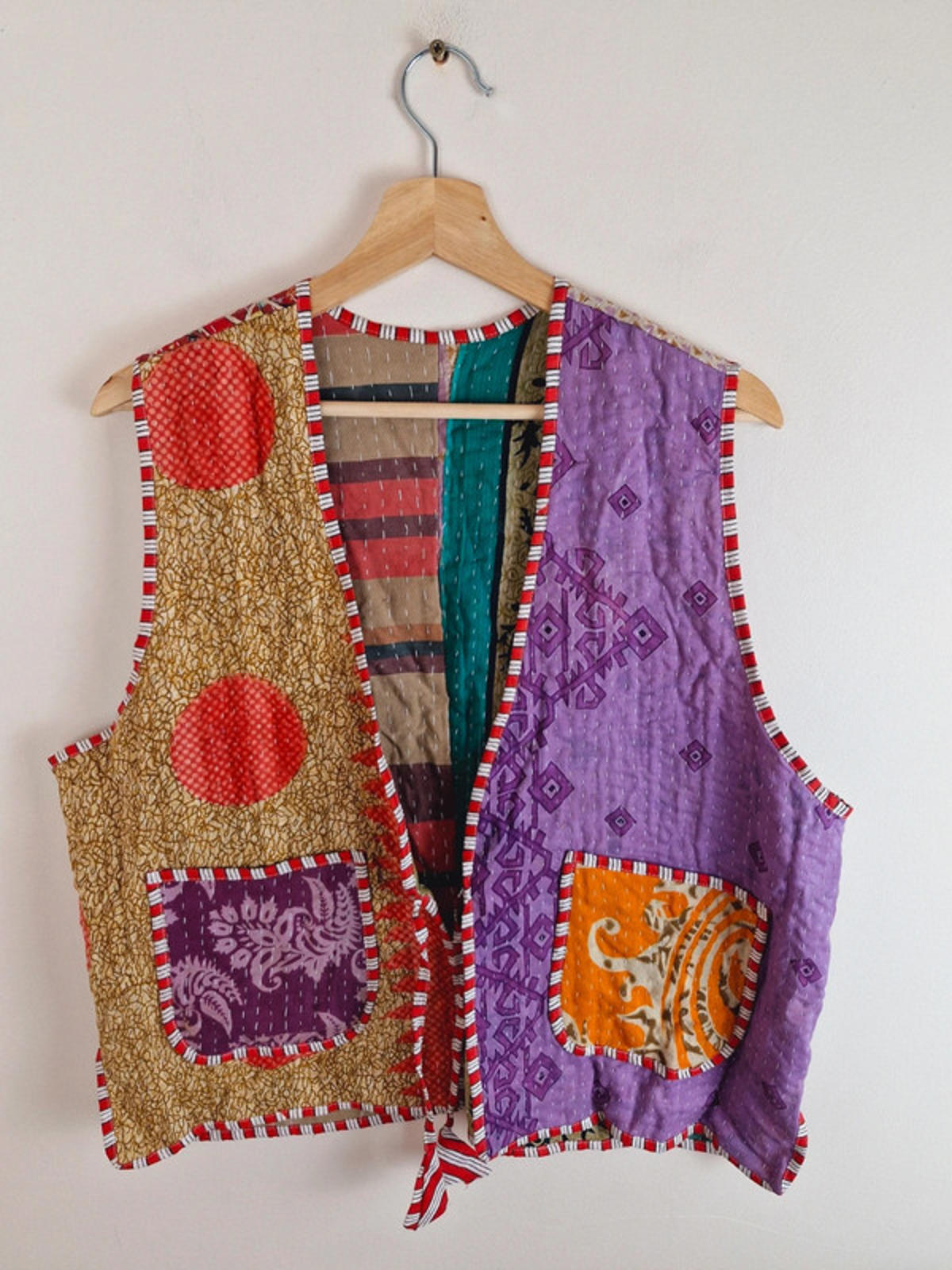 Reversible Kantha Waistcoat Gilet L