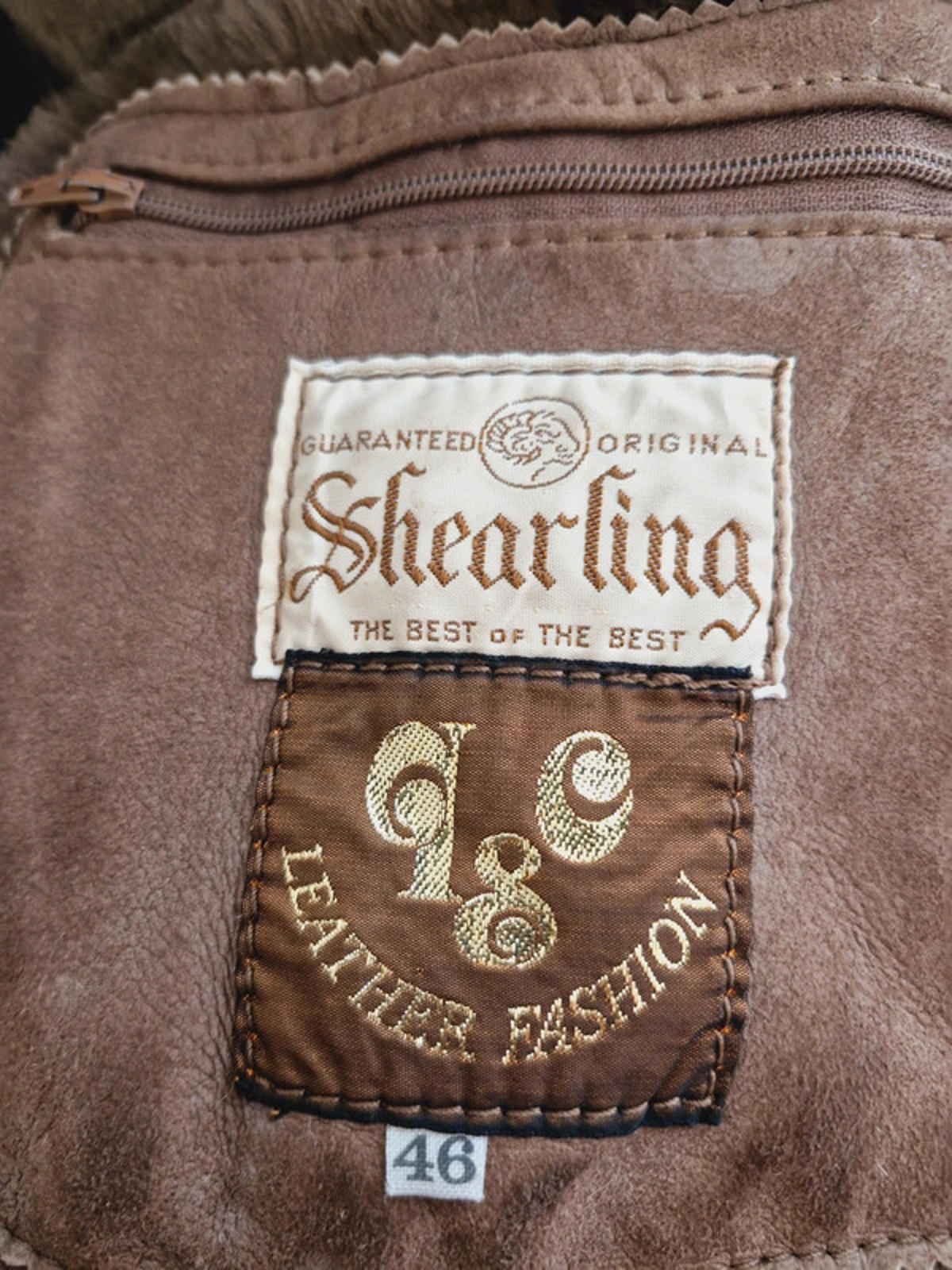 Mens Vintage Leather Suede Sheepskin Shearling Coat Jacket M