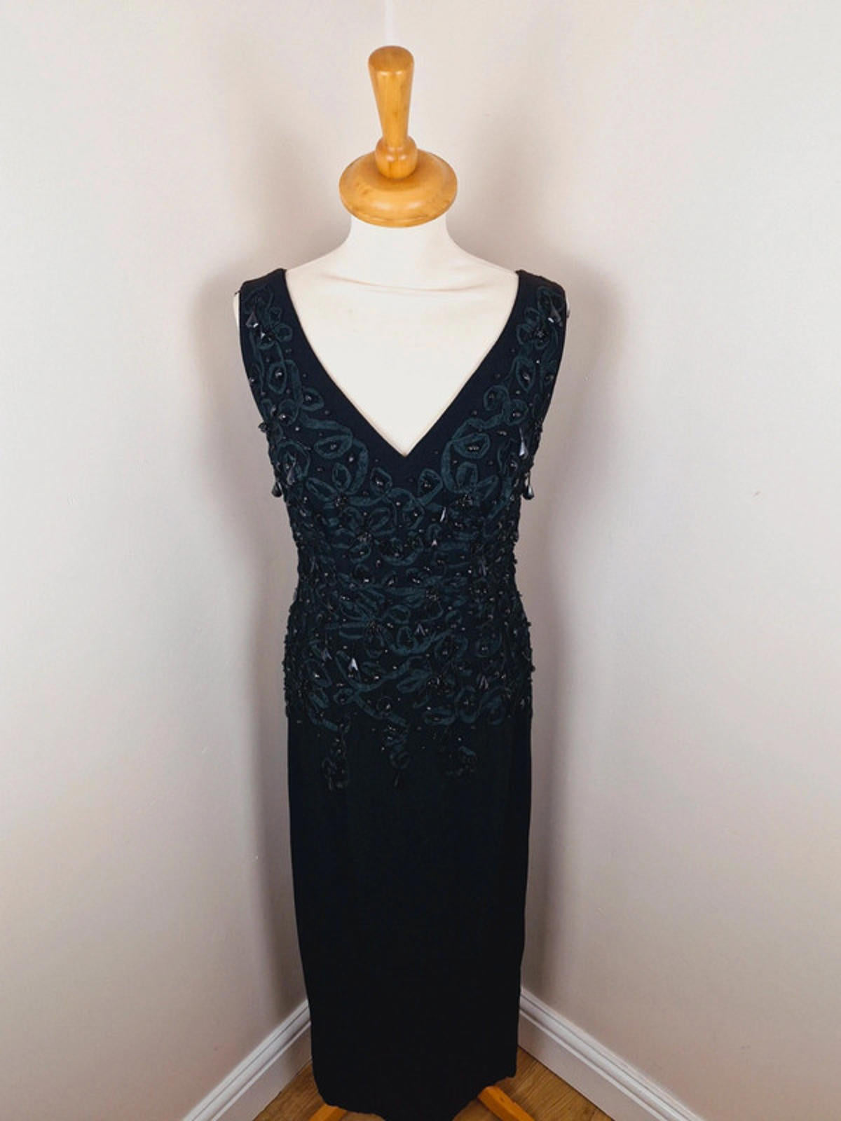 1960s Handmade Beaded Slip Dress S