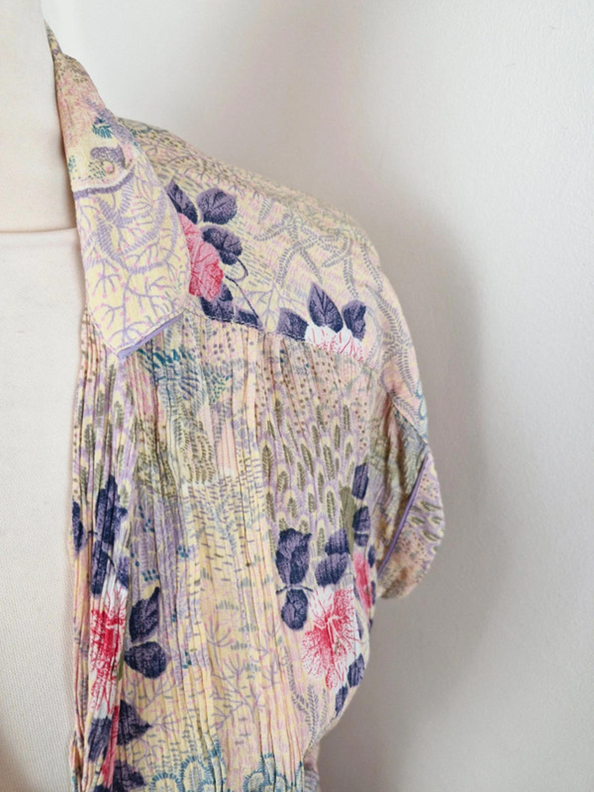 Womens Vintage 1940s 40s Midi Dress Shirtdress Floral S M