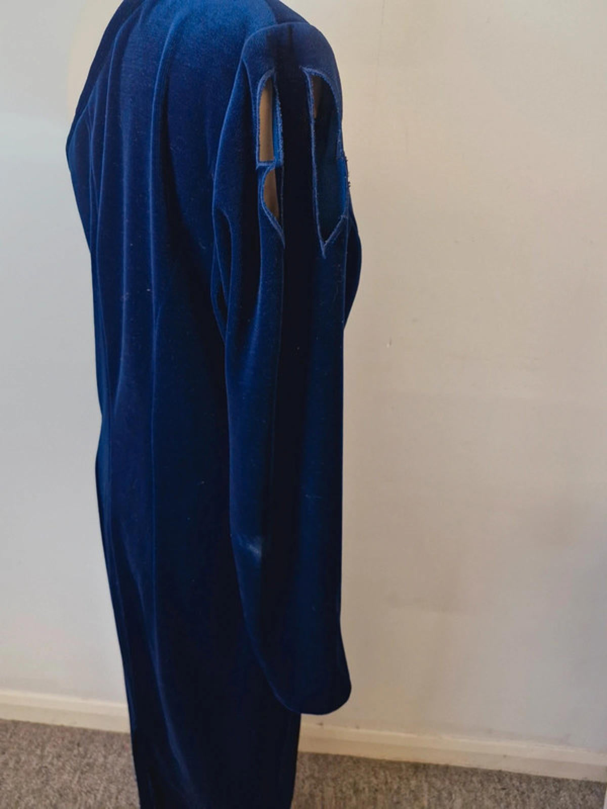 Womens Vintage One Shoulder Long Maxi Velvet Dress L