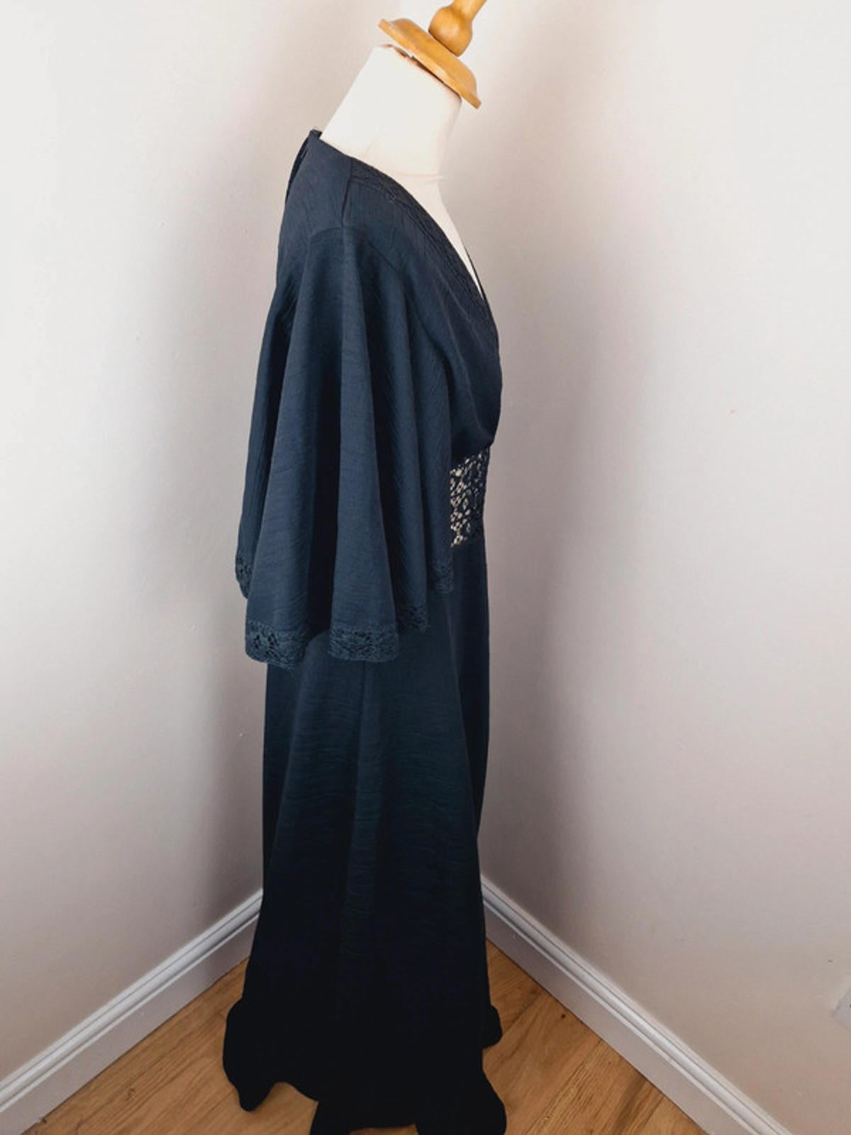 1970s Maxi Wide Sleeve Dress S
